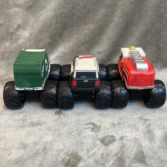 Lot of 3 Kids Galaxy Monster Trucks Soft Plastic: Garbage, Fire, & Police Trucks - Picture 9 of 12